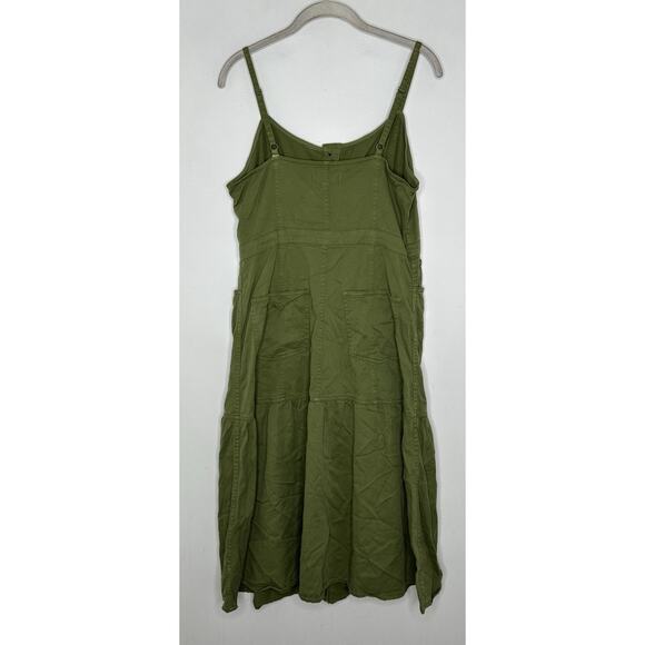 Madewell Women’s Olive Green Button Front Cotton Midi Dress Size 12 - Picture 8 of 8